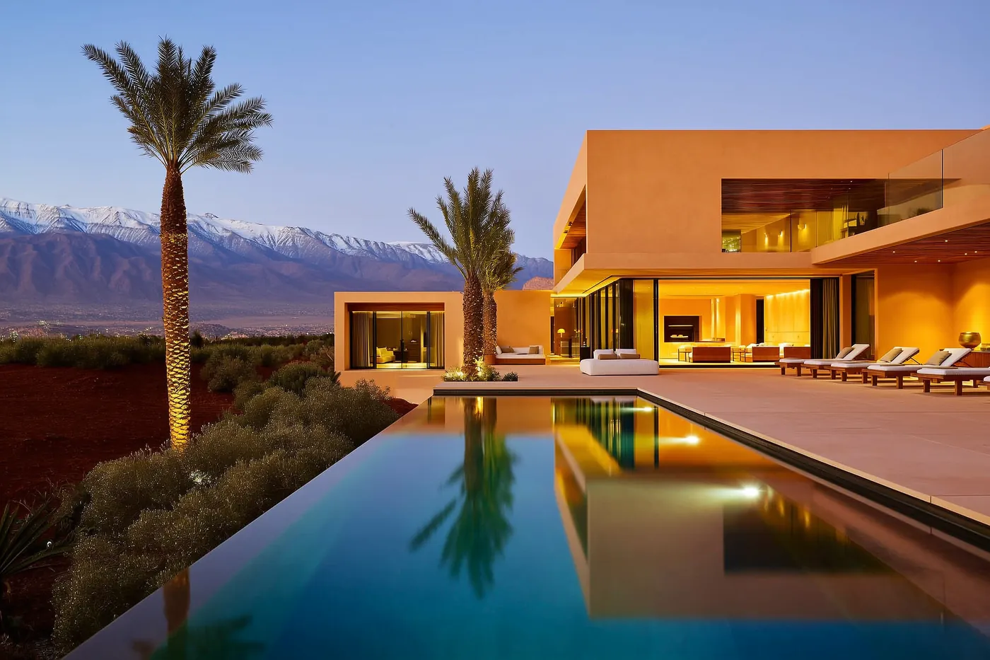 Villa contemporaine avec piscine face à l'Atlas, immobilier à Marrakech
